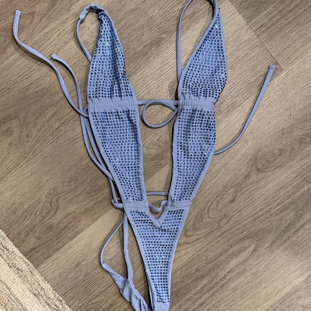 Blue Rhinestone Bikini